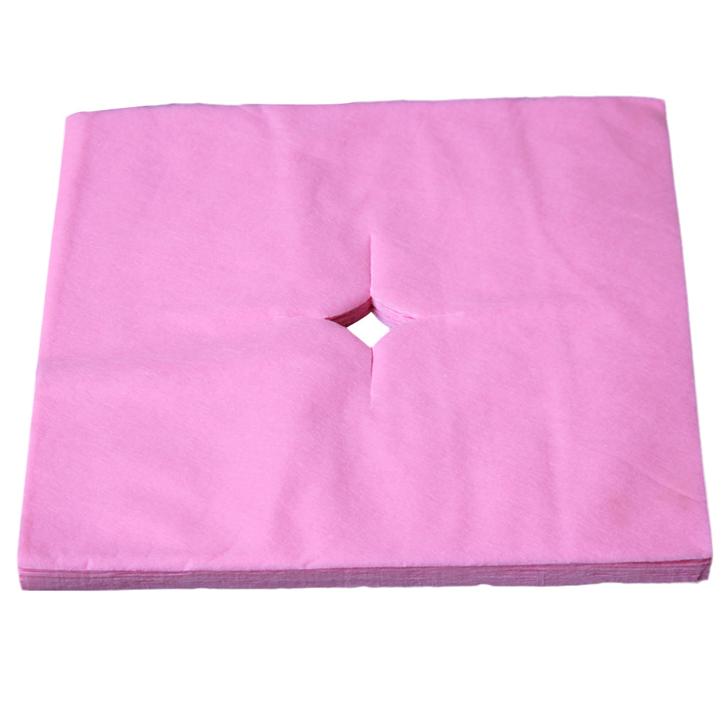 100 Pcs Disposable Non Woven Face Rest Cradle Covers With Cross Cut Pink