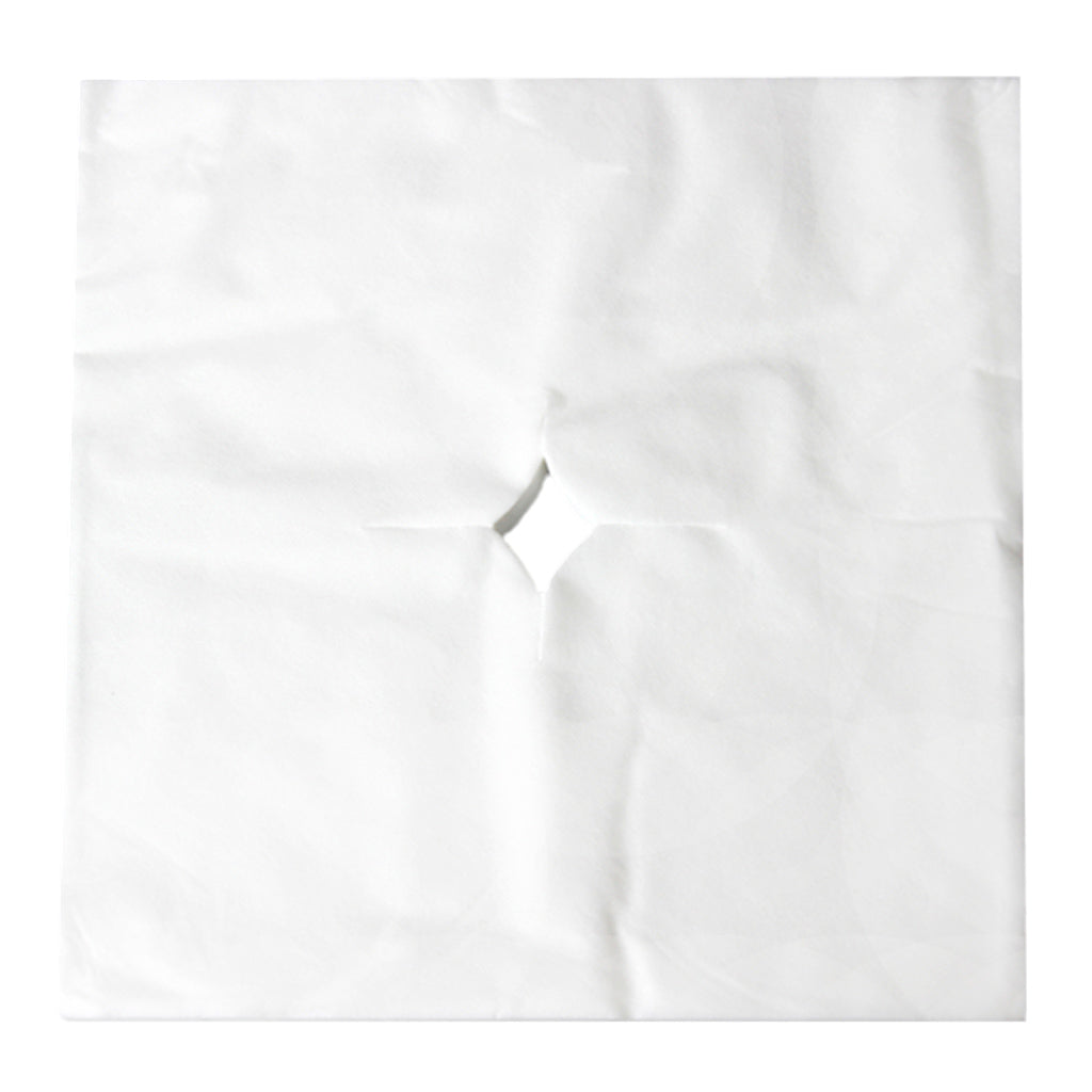 100 Pcs Disposable Non Woven Face Rest Cradle Covers With Cross Cut White