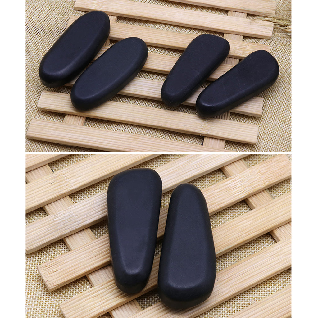 2X Fitness Black Hot Massage Energy Stones for Spa Relaxation 8x3.2x2cm