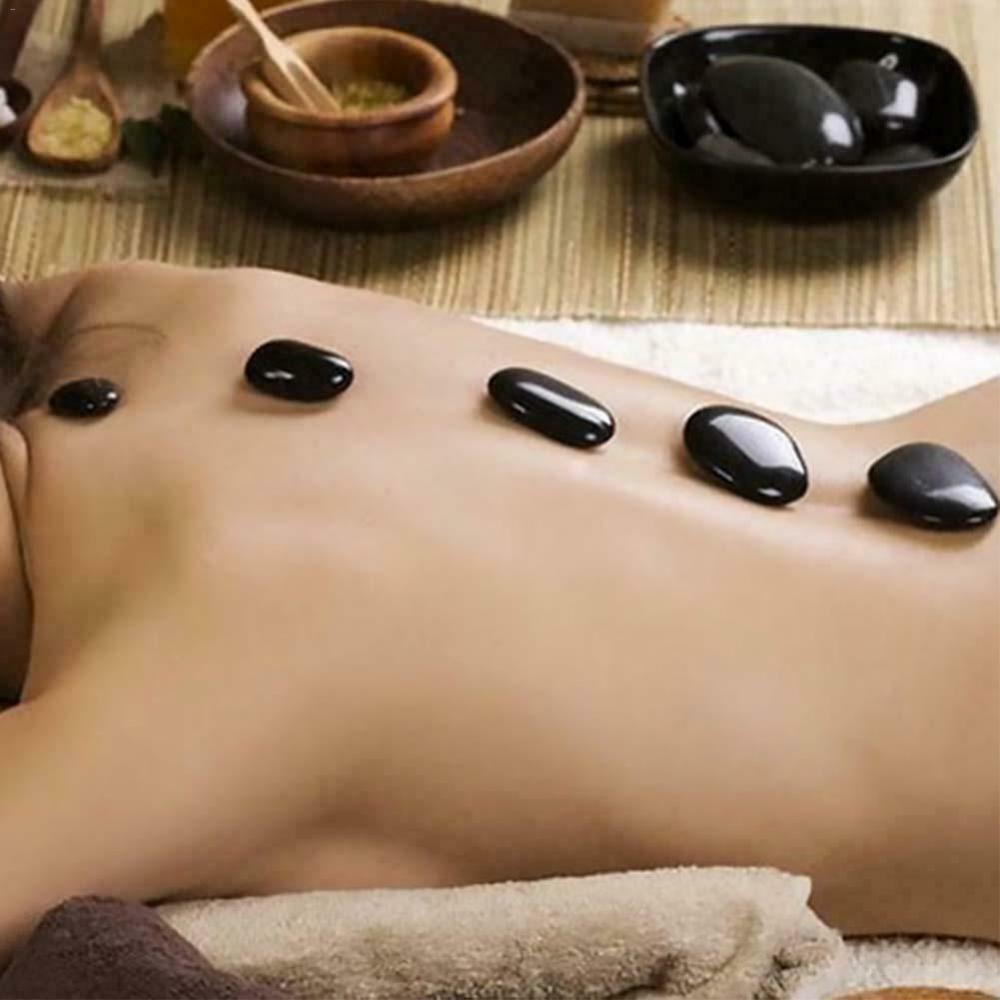 2X Fitness Black Hot Massage Energy Stones for Spa Relaxation 8x3.2x2cm