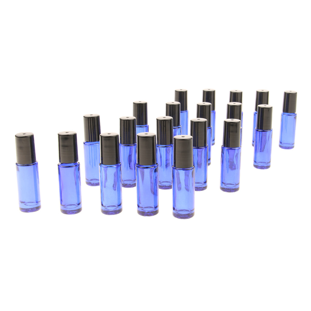 20 Pieces 5ml Essential Oil Roller Bottles Glass Perfume Bottles Blue