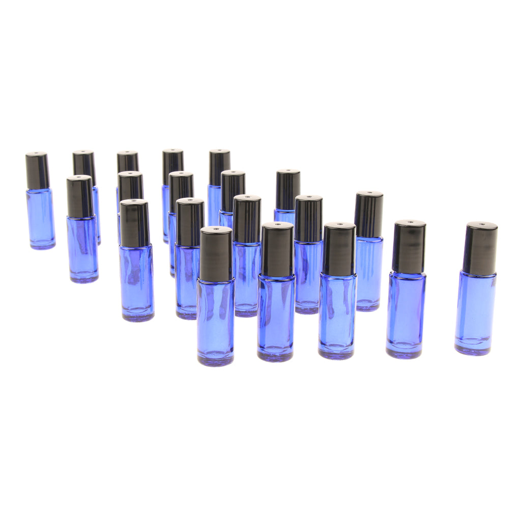 20 Pieces 5ml Essential Oil Roller Bottles Glass Perfume Bottles Blue