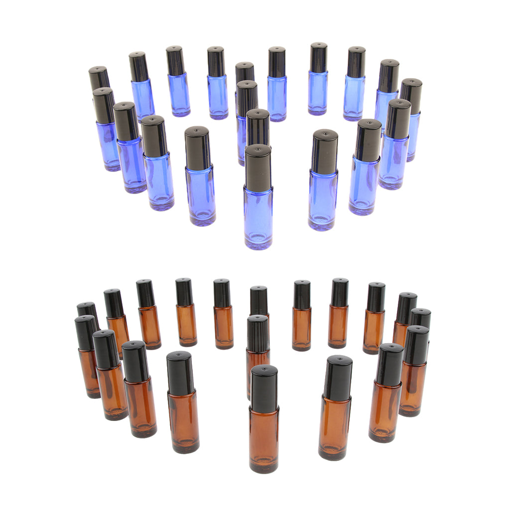 20 Pieces 5ml Essential Oil Roller Bottles Glass Perfume Bottles Dark Brown