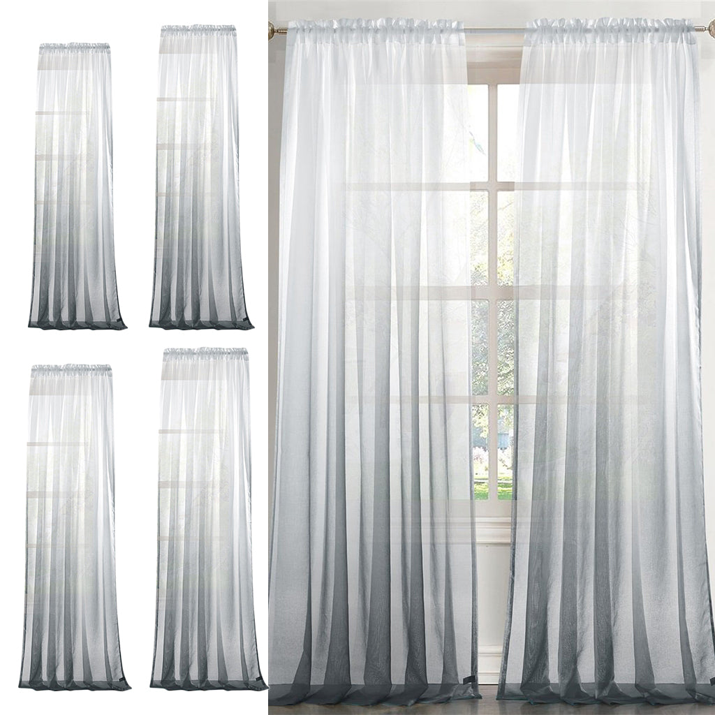 Window Valance Drape Gradient Color Sheer Voile Curtain Panel 100x160cm