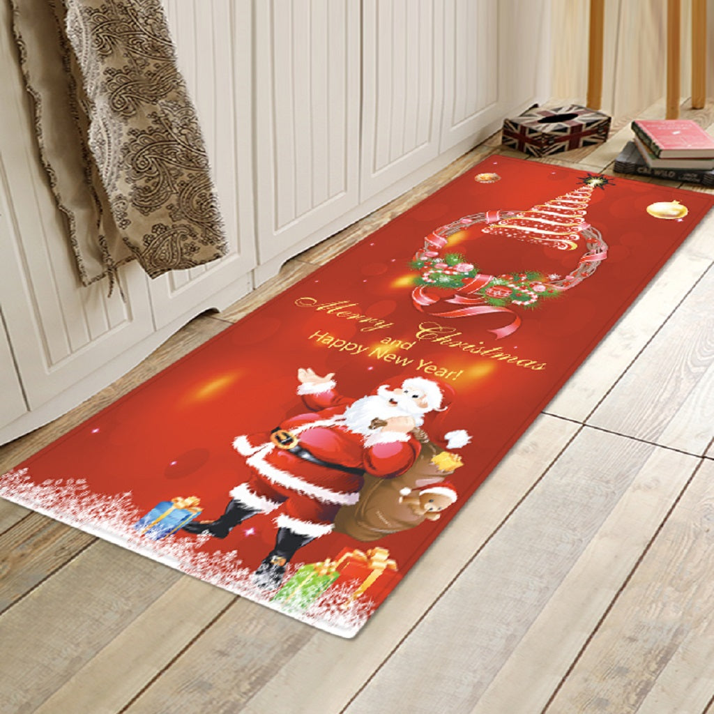 Christmas Floor Mat Living Room Area Carpet Rug 47x16inch Santa