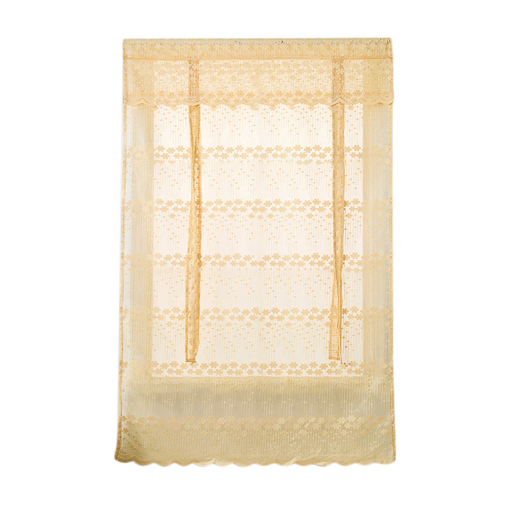 Tie-Up Shade Lace Voile Curtain Cafe Net Curtains for Kitchen Yellow_S