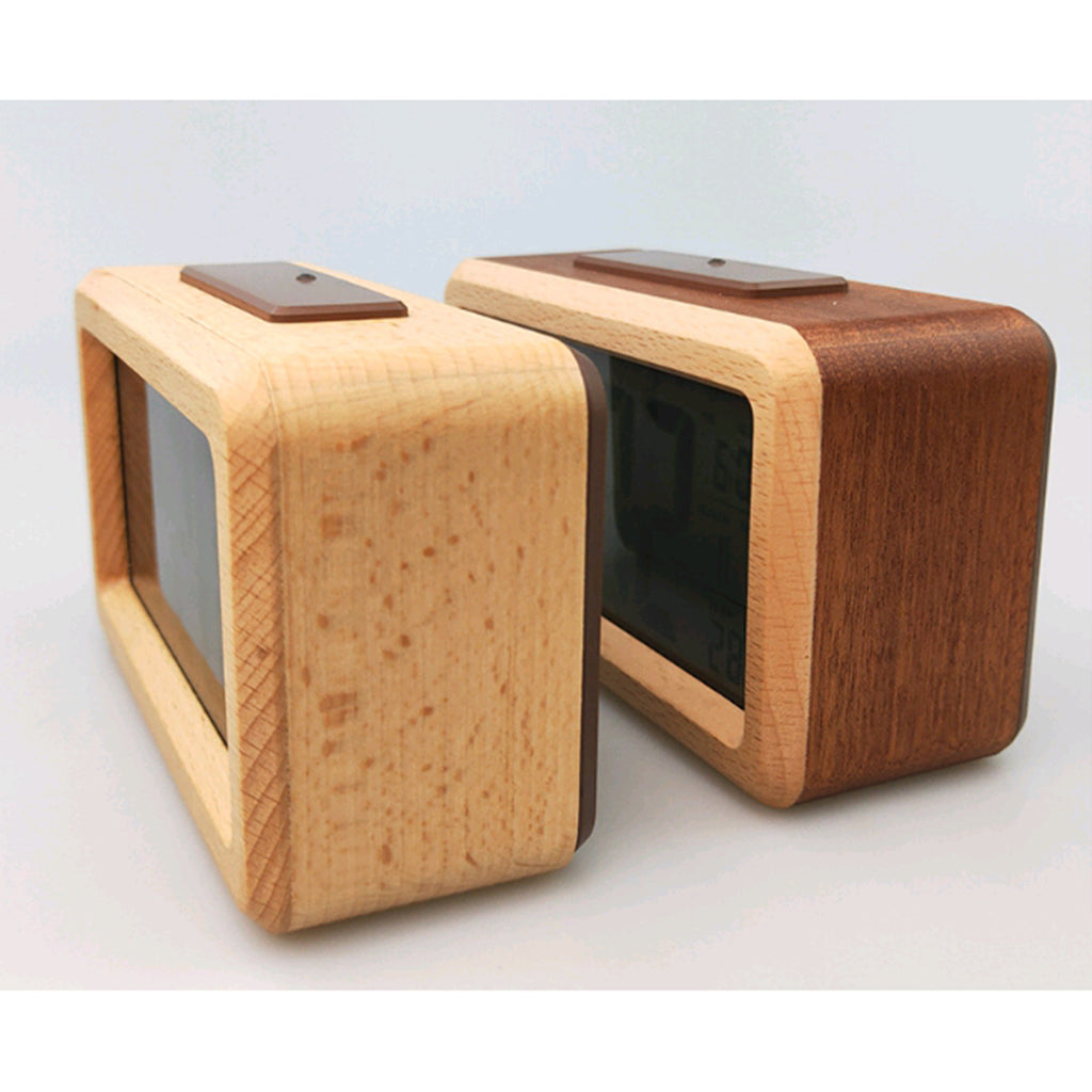 Wooden Electronic Smart Clock Date Temperature Dispaly Clock Brown