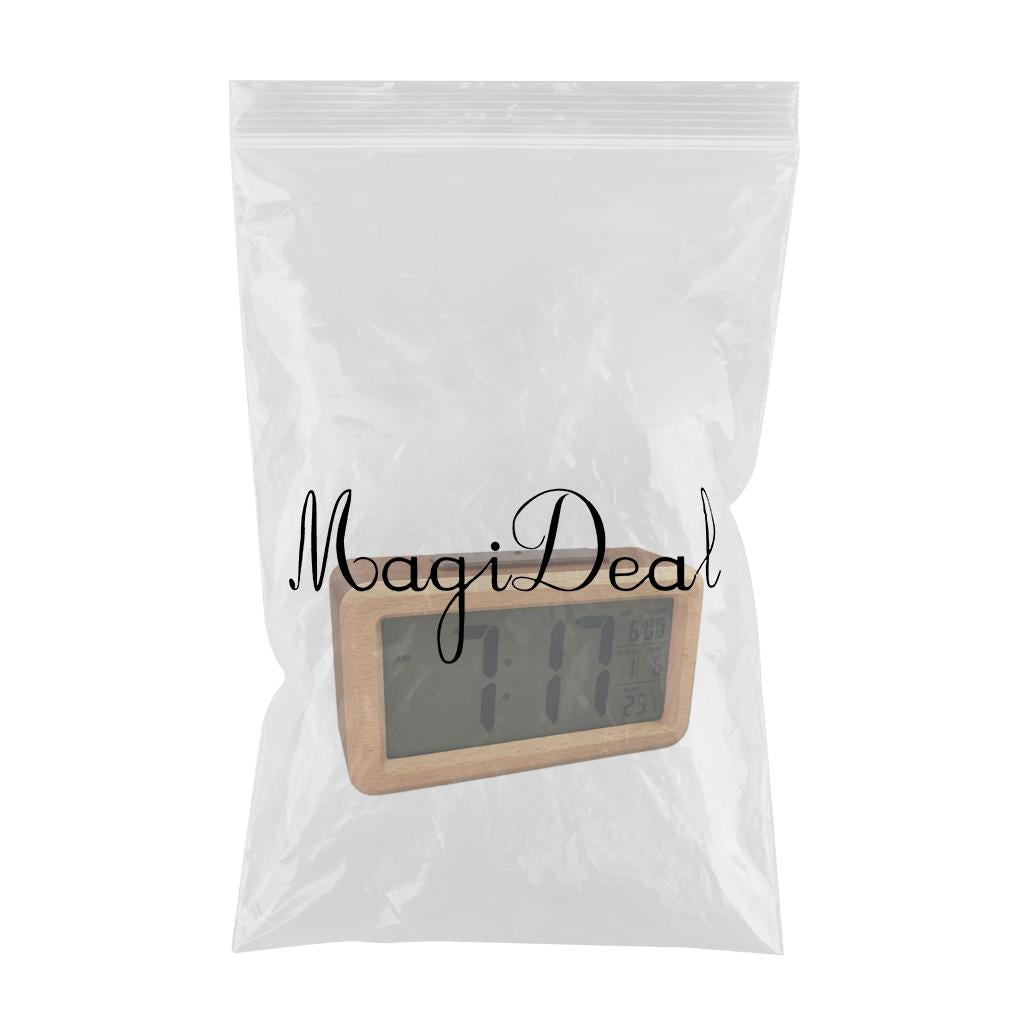 Wooden Electronic Smart Clock Date Temperature Dispaly Clock Brown