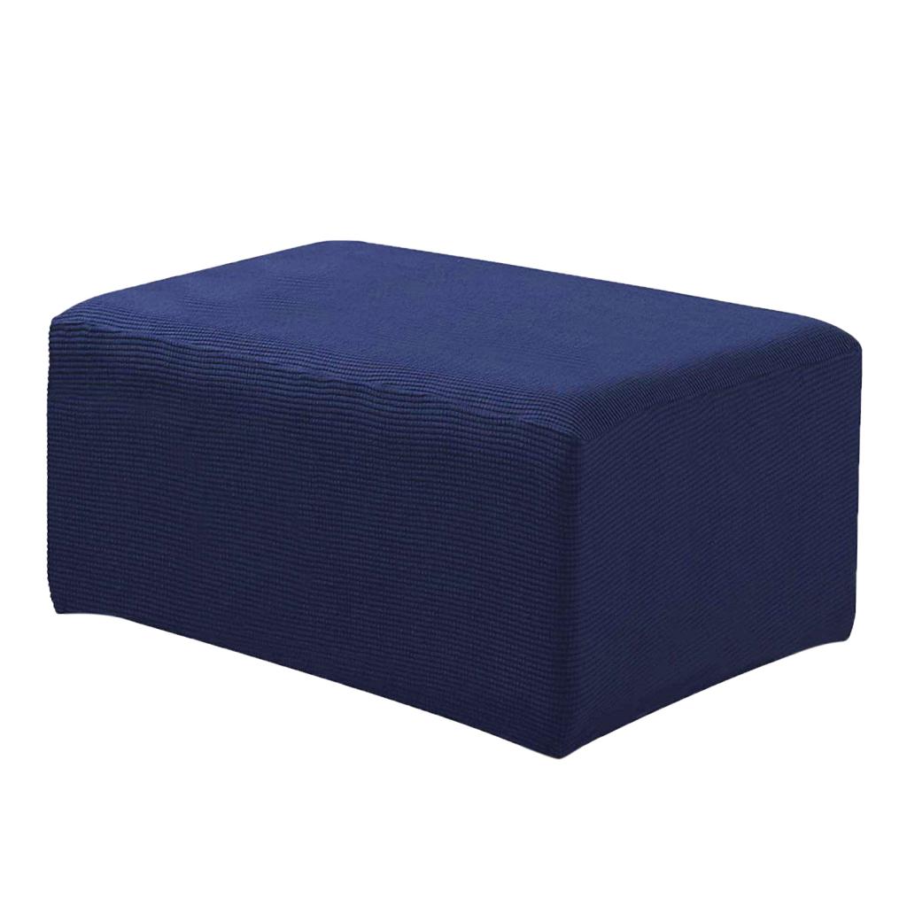 Stretch Ottoman Pouf Cover Footrest Stool Slipcover Protector a Dark Blue