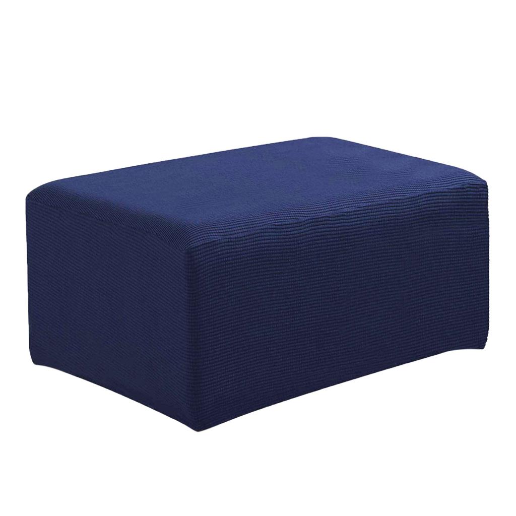 Stretch Ottoman Pouf Cover Footrest Stool Slipcover Protector a Dark Blue