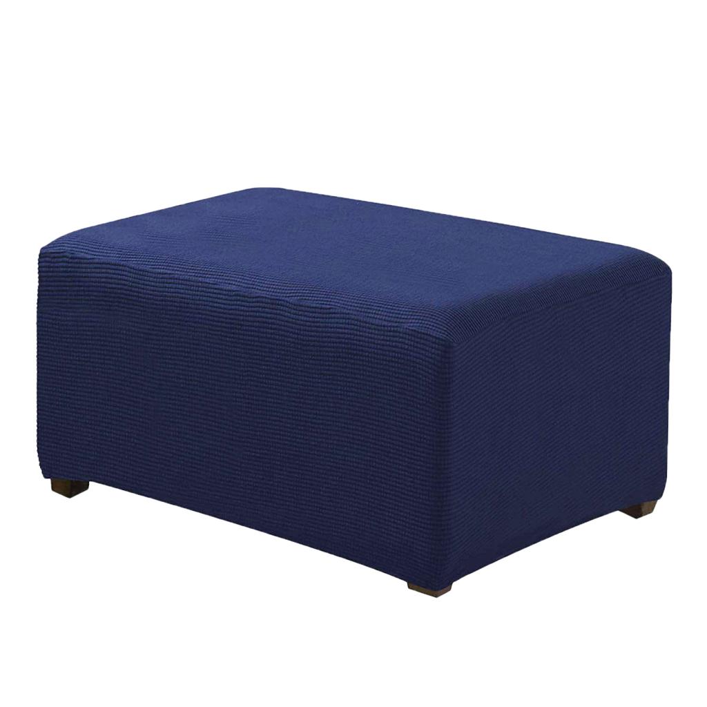 Stretch Ottoman Pouf Cover Footrest Stool Slipcover Protector a Dark Blue