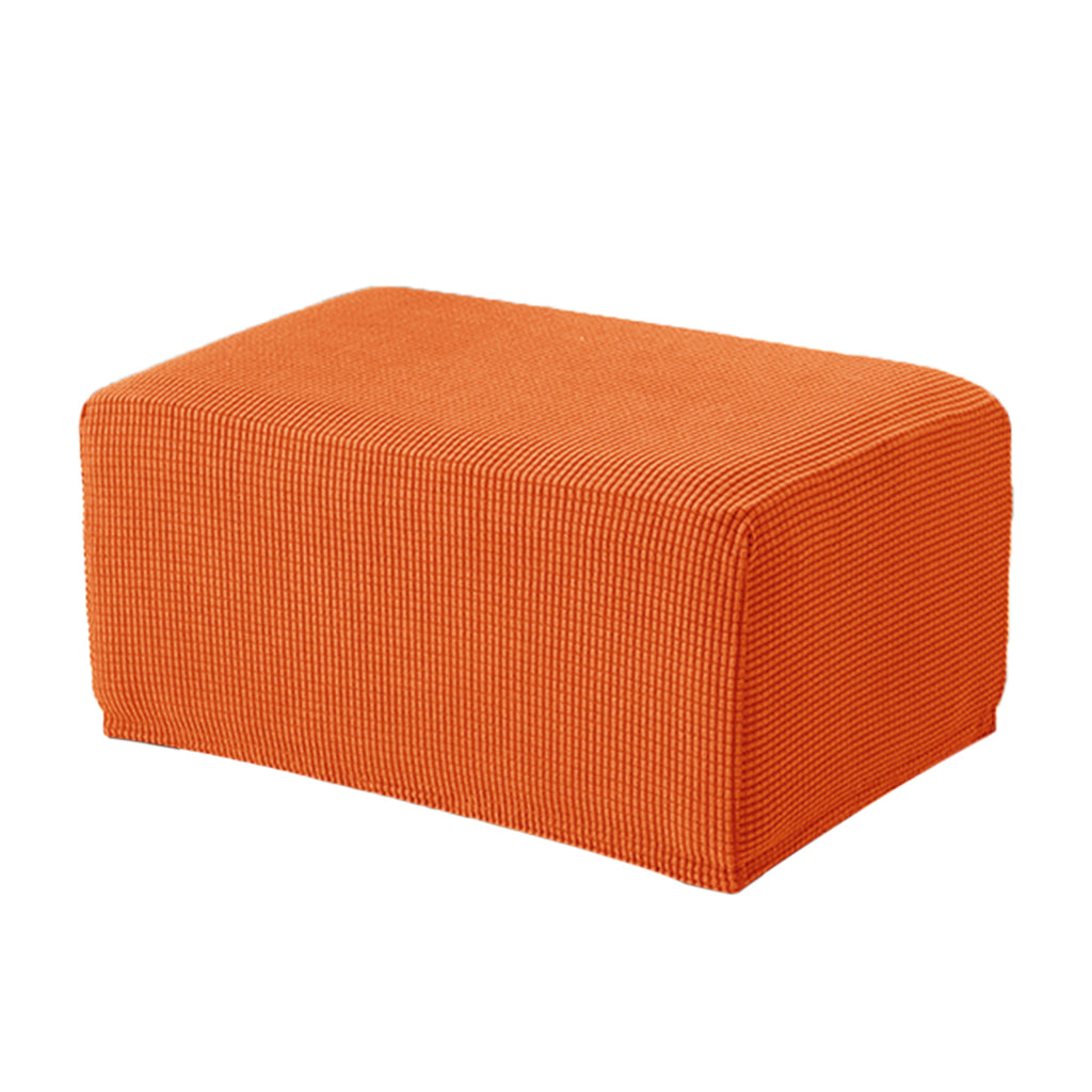 Stretch Ottoman Pouf Cover Footrest Stool Slipcover Protector a Orange