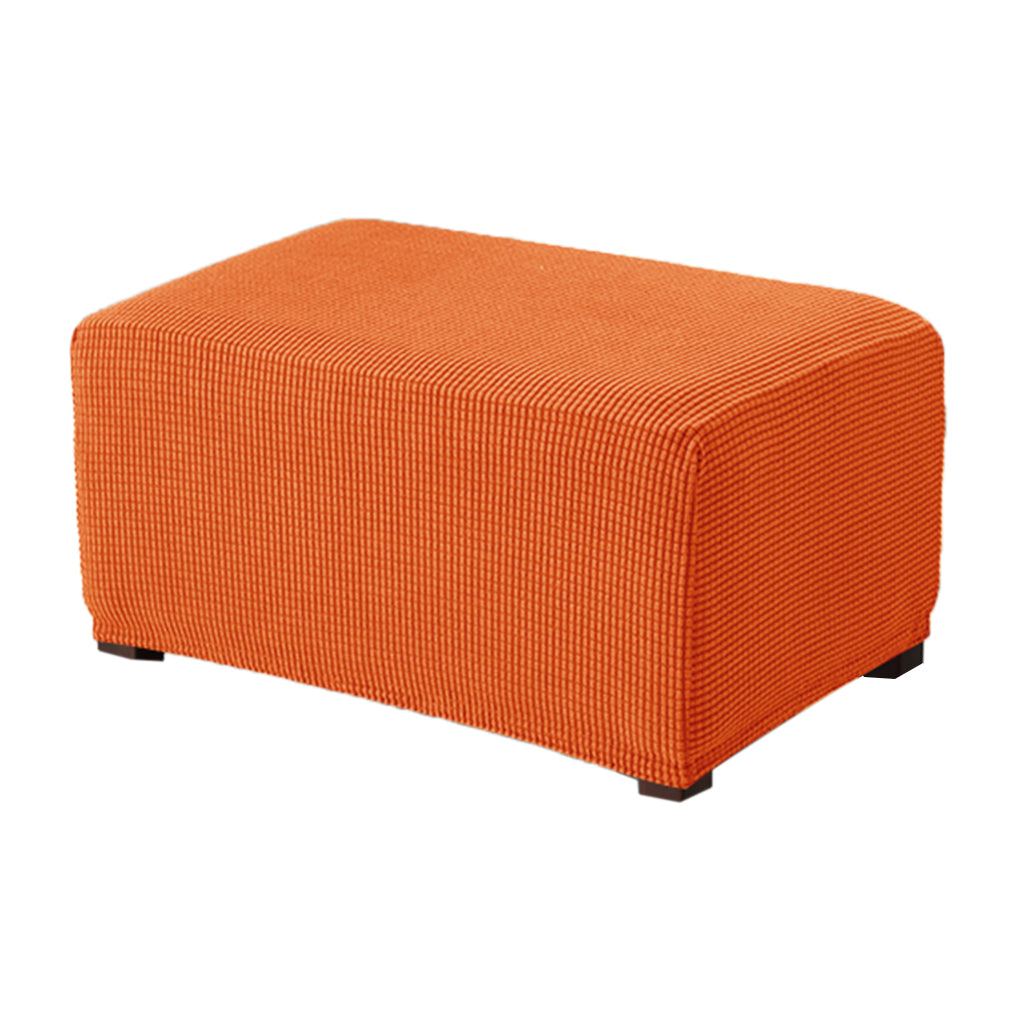 Stretch Ottoman Pouf Cover Footrest Stool Slipcover Protector a Orange