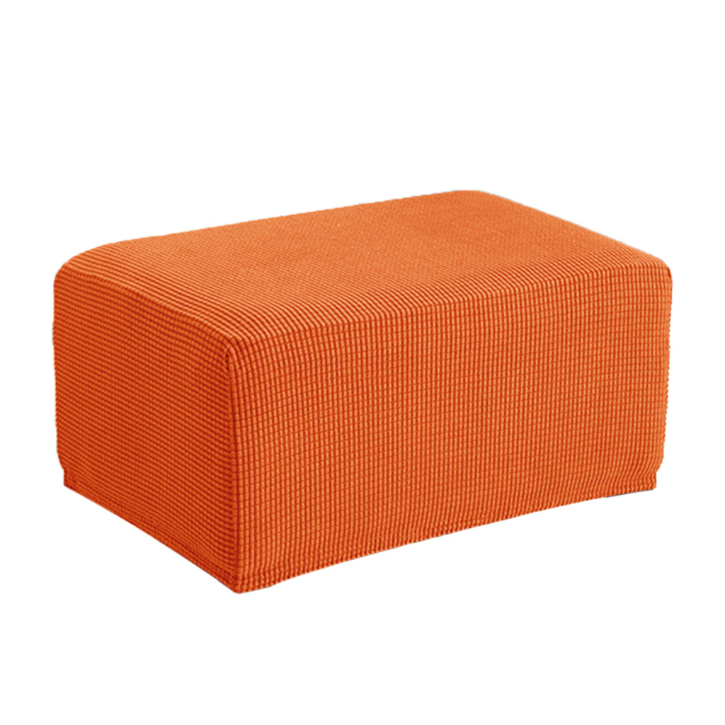 Stretch Ottoman Pouf Cover Footrest Stool Slipcover Protector a Orange