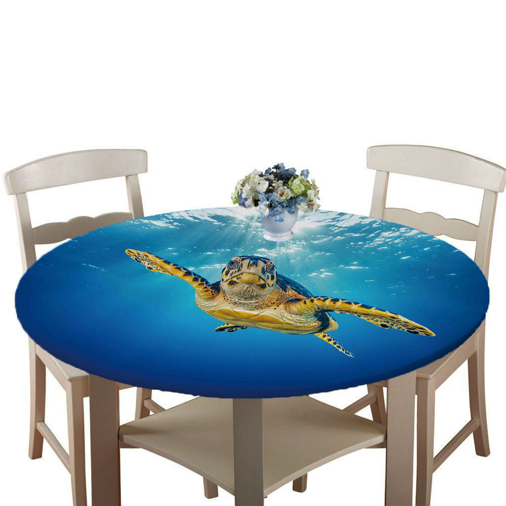 Table Cover Cloth for 140cm Dia Tables Restaurant BBQ Sea Turtle