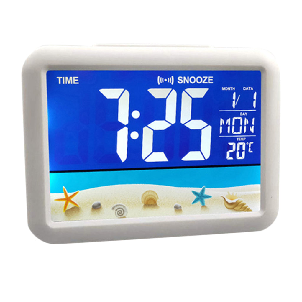 LCD Color Screen Alarm Clock Digital Beside Clock for Students Seaside