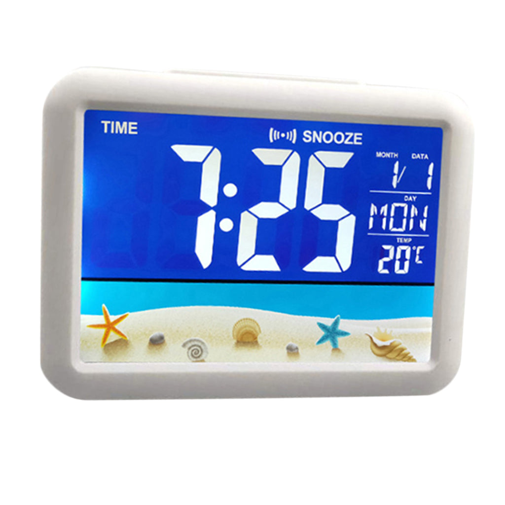 LCD Color Screen Alarm Clock Digital Beside Clock for Students Seaside