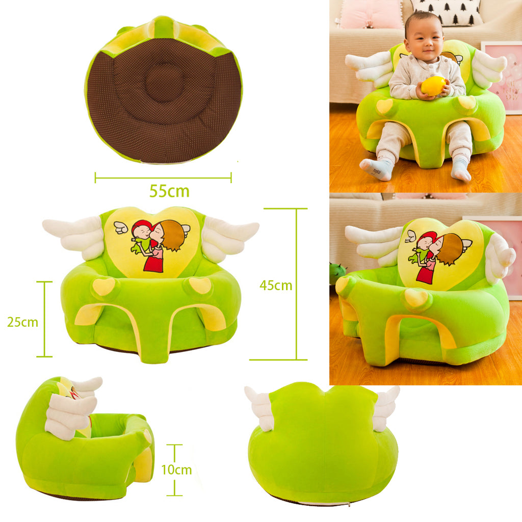 Cartoon Baby Toddler Learn to Sit Fold Sofa Chairs Armchair Cover Green