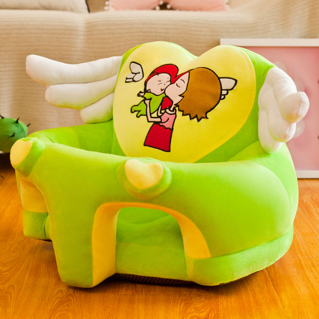 Cartoon Baby Toddler Learn to Sit Fold Sofa Chairs Armchair Cover Green