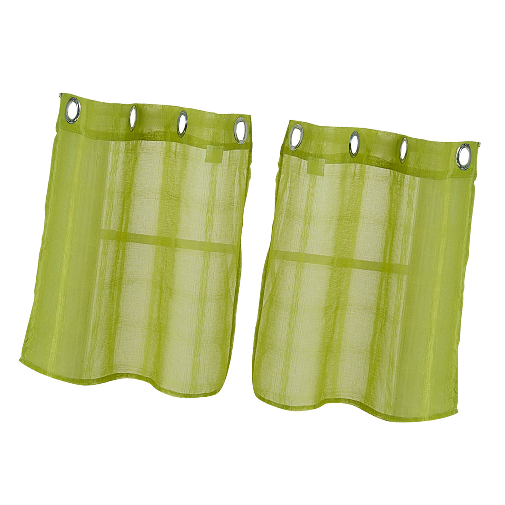 Window Voile Sheer Curtain Valance Tiers Green 74x90cm