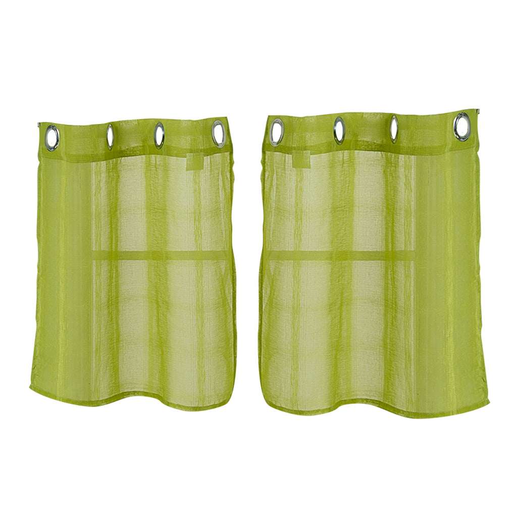 Window Voile Sheer Curtain Valance Tiers Green 74x90cm