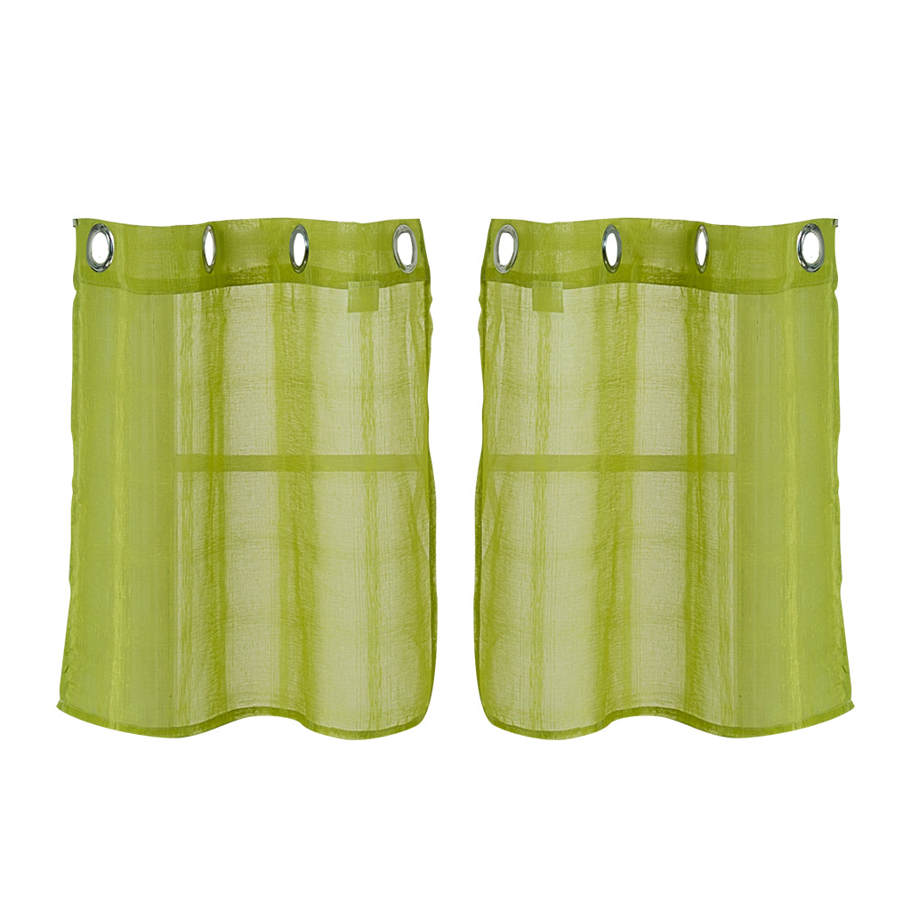 Window Voile Sheer Curtain Valance Tiers Green 74x90cm