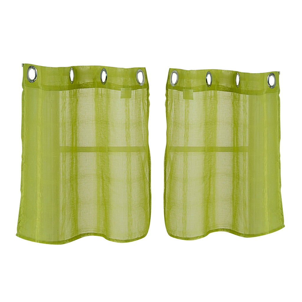 Window Voile Sheer Curtain Valance Tiers Green 74x61cm