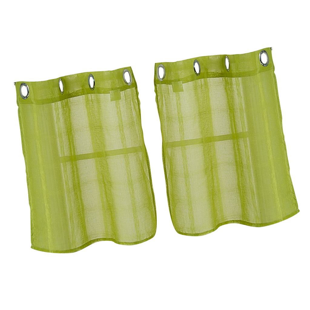 Window Voile Sheer Curtain Valance Tiers Green 74x61cm