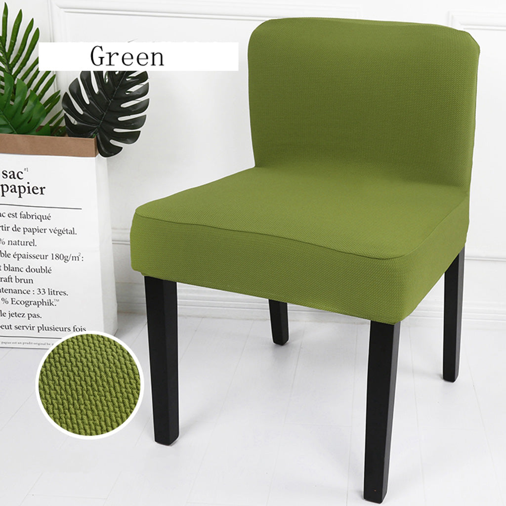 Short Low Back Stretch Dining Chair Cover Bar Stool Seat Slipcover Green