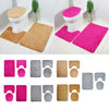 3 Pieces Non-slip Bath Mat Contour Rug Toilet Lid Cover  Flower-Rose Red