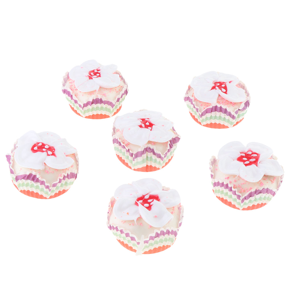 6 Pieces Simulation Cup Cake Model PU Early Childhood Education Prop Red