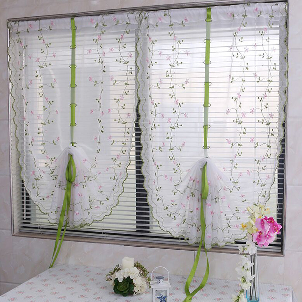 Tie Up Curtain Balloon Shades Window Treatment Valance Cloth 150x60cm