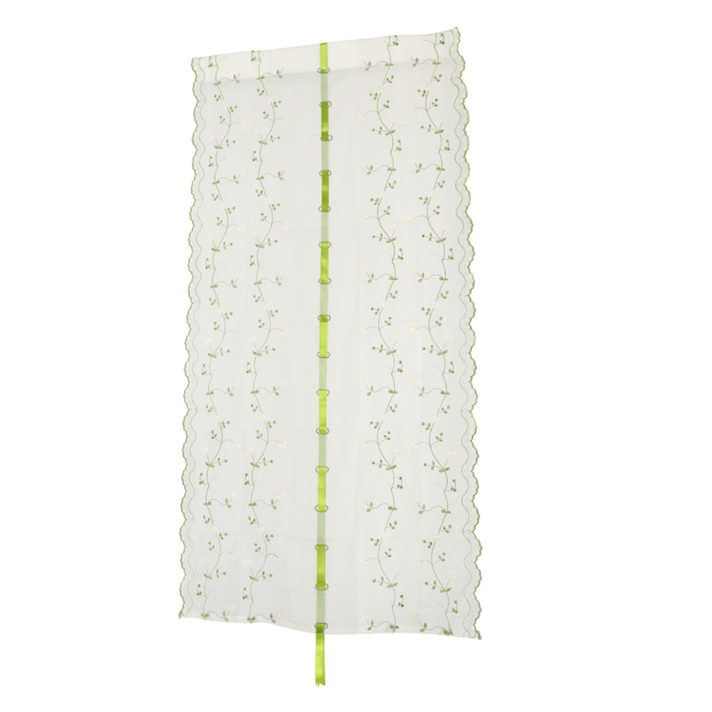 Embroidered Voile Curtain Single Panel Bedroom Living Room Green Flower Vine 80x150CM_31.5x59.1 inch