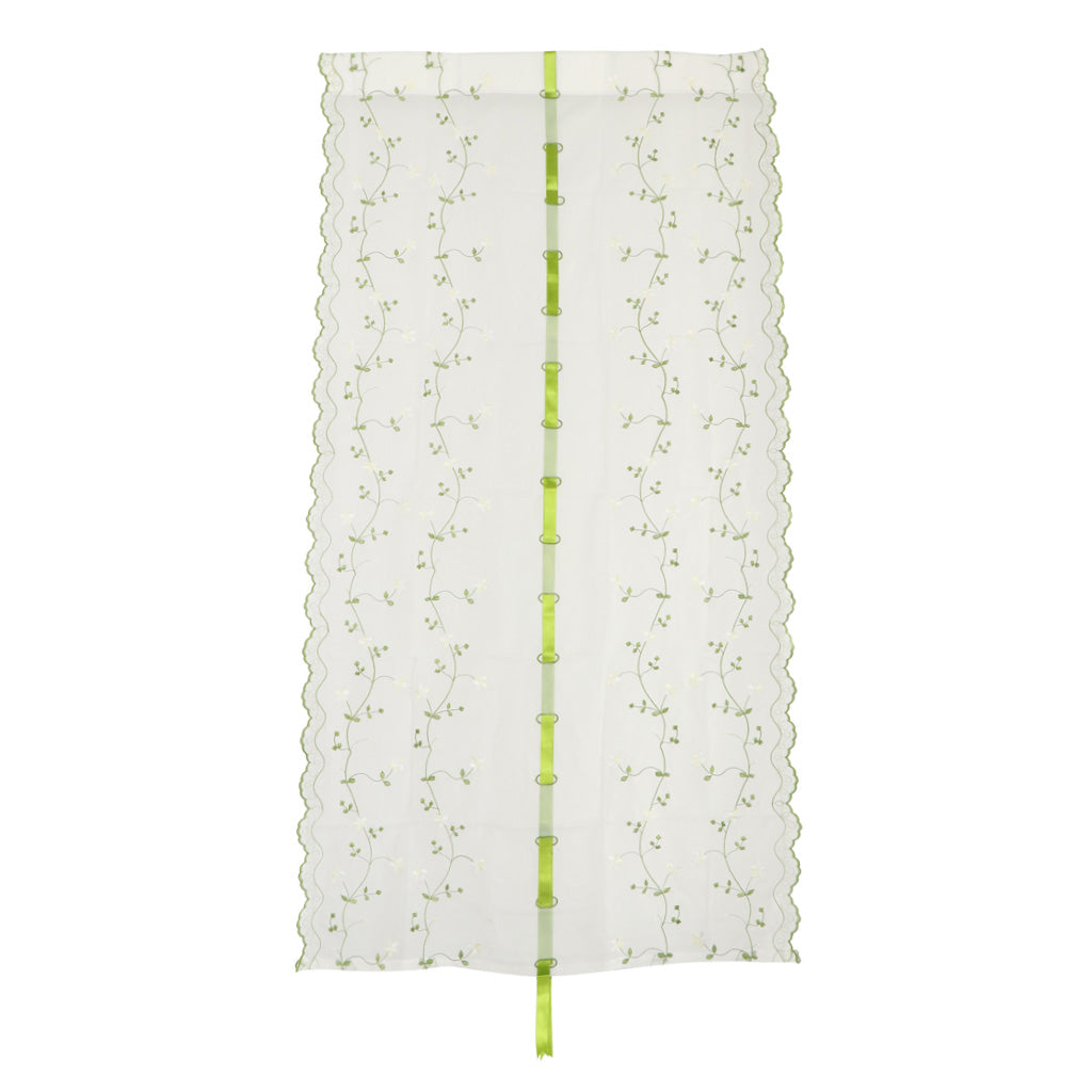 Embroidered Voile Curtain Single Panel Bedroom Living Room Green Flower Vine 80x150CM_31.5x59.1 inch