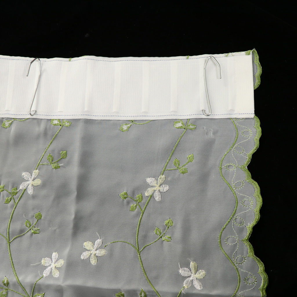 Embroidered Voile Curtain Single Panel Bedroom Living Room Green Flower Vine 80x150CM_31.5x59.1 inch