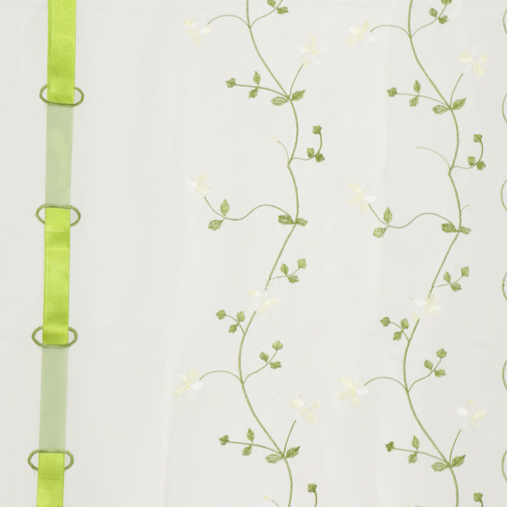 Embroidered Voile Curtain Single Panel Bedroom Living Room Green Flower Vine 80x150CM_31.5x59.1 inch