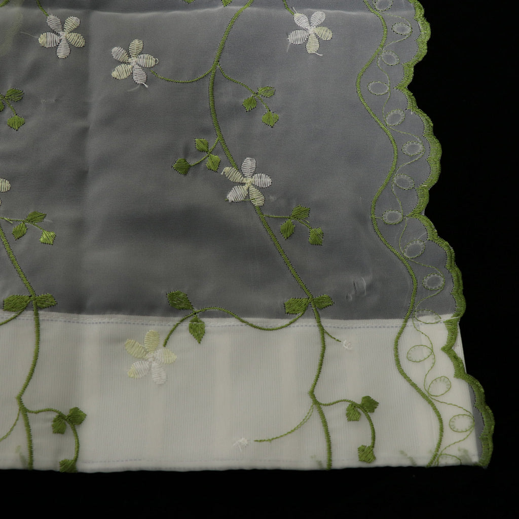 Embroidered Voile Curtain Single Panel Bedroom Living Room Green Flower Vine 80x150CM_31.5x59.1 inch