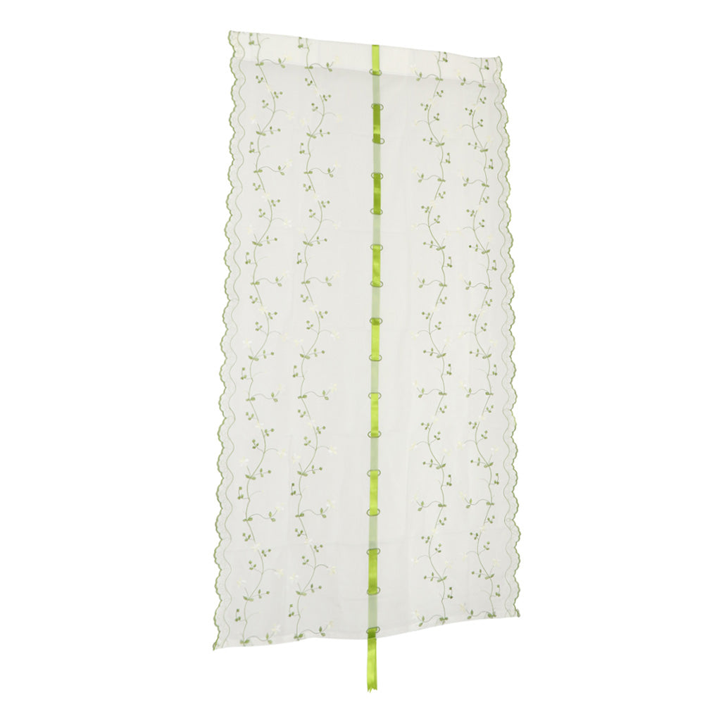 Embroidered Voile Curtain Single Panel Bedroom Living Room Green Flower Vine 80x150CM_31.5x59.1 inch