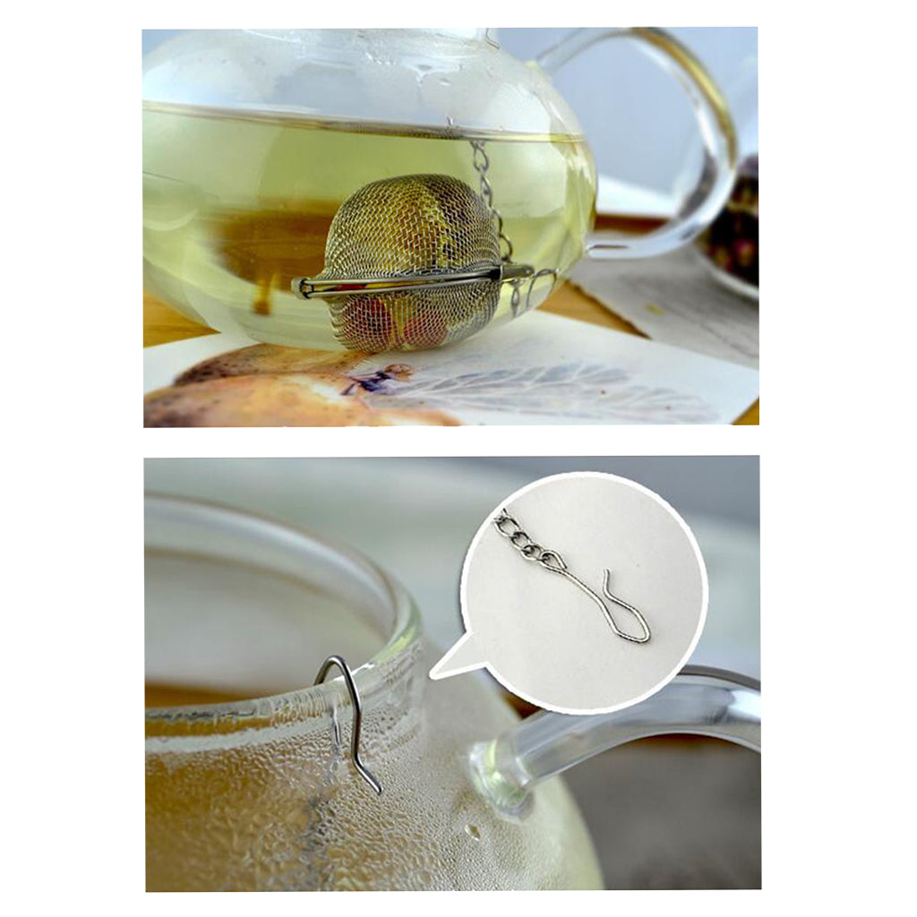 10 Pieces Stainless Steel Mesh Tea Ball Tea Strainer Filter with Chain 4.5cm