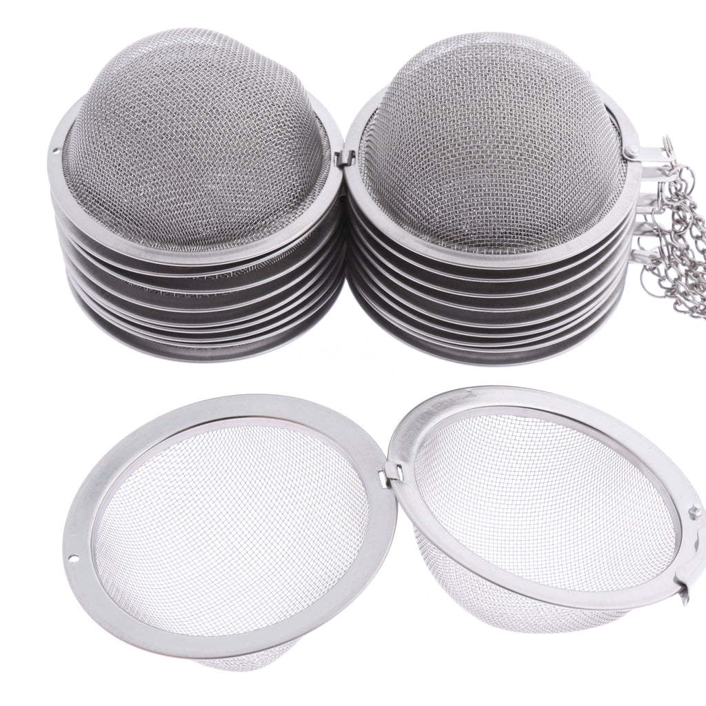 10 Pieces Stainless Steel Mesh Tea Ball Tea Strainer Filter with Chain 4.5cm