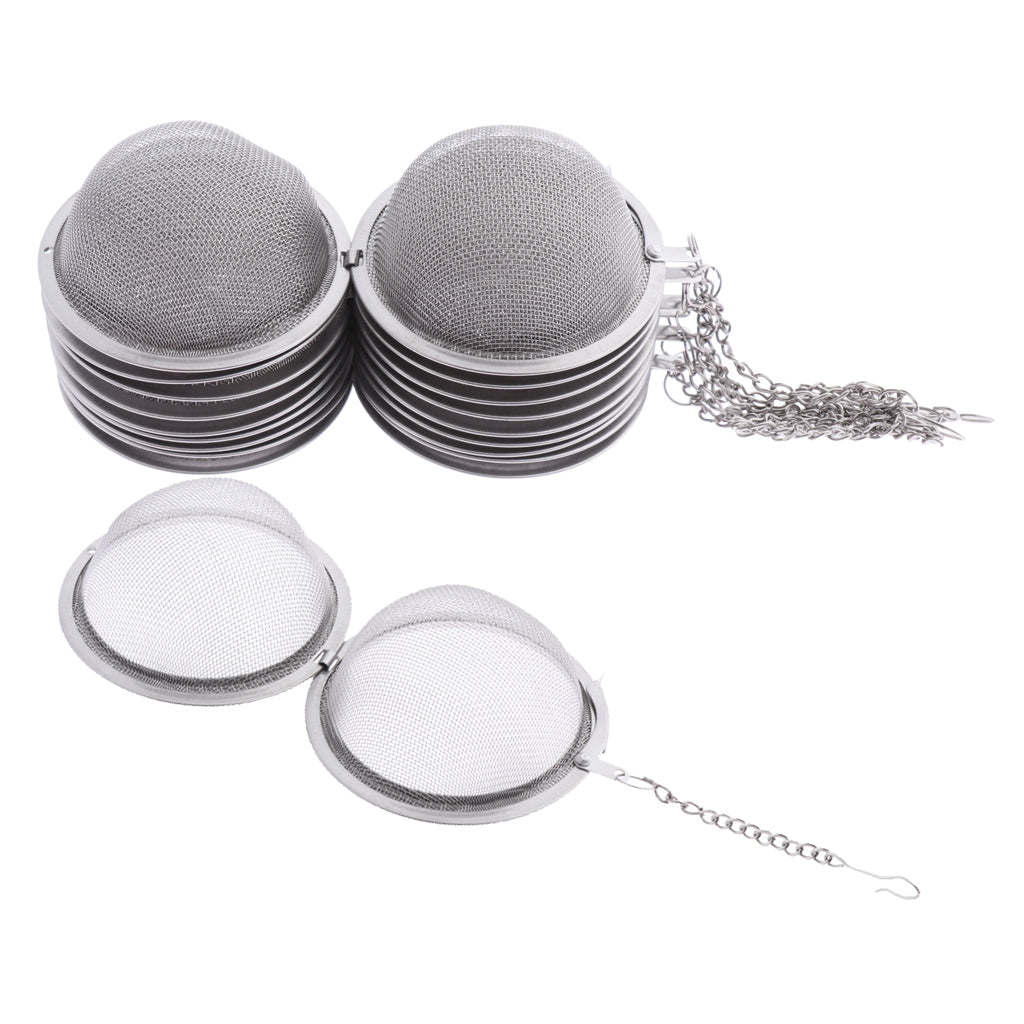 10 Pieces Stainless Steel Mesh Tea Ball Tea Strainer Filter with Chain 4.5cm