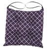 Square Cotton Dining Chair Seat Cushion Pad with Ties Grid Purple-35cm