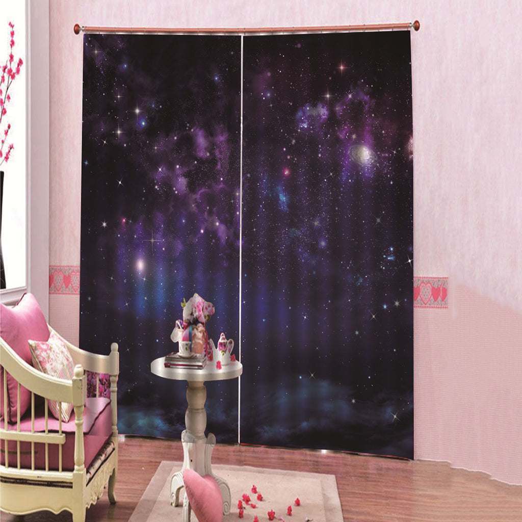 Starry Sky Printed 3D Window Curtains for Living Room Bedroom Decor 150x166cm