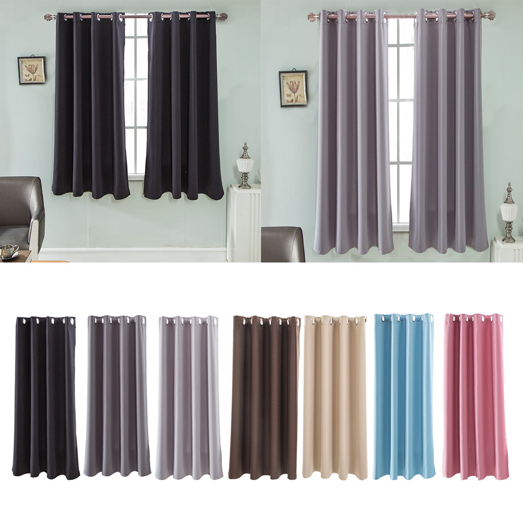 Solid Color Blackout Window Curtains Panels for Bedroom Black 52x63inch