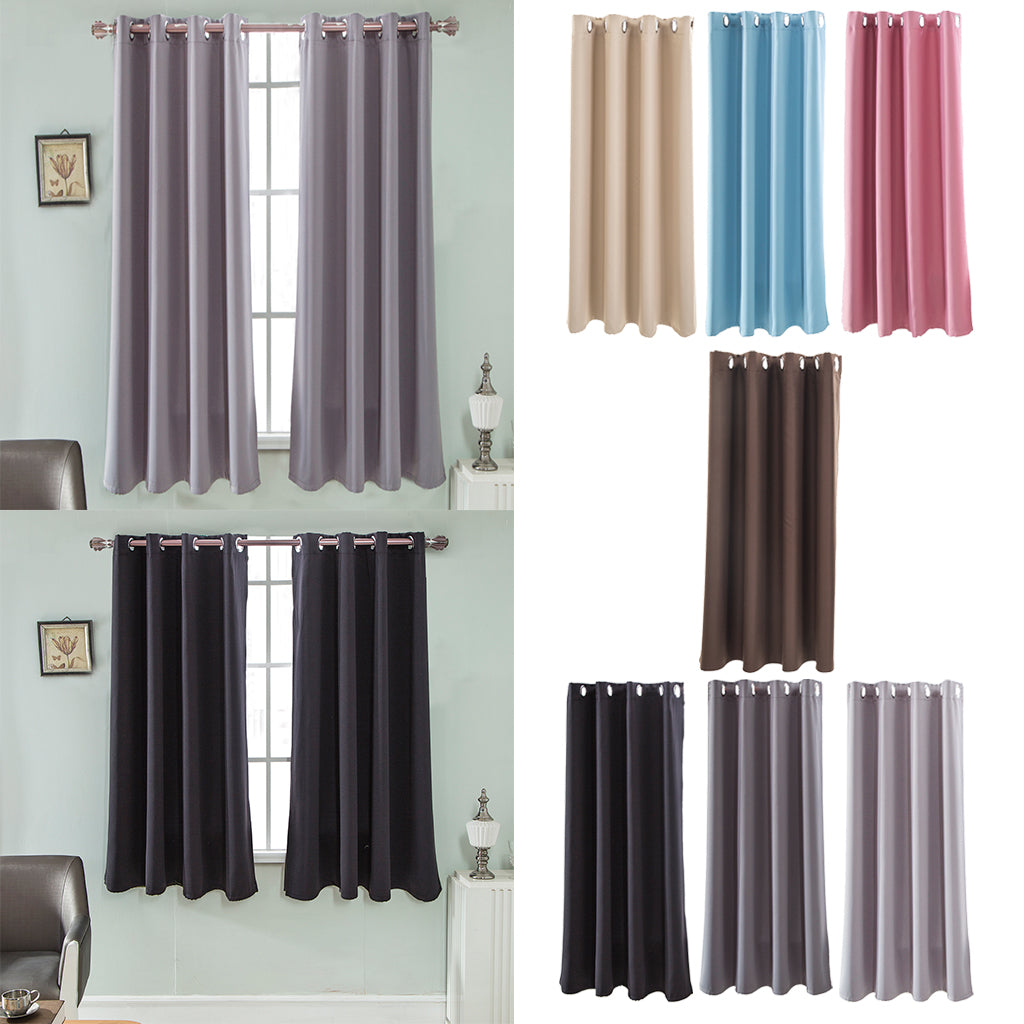 Solid Color Blackout Window Curtains Panels for Bedroom Black 52x63inch