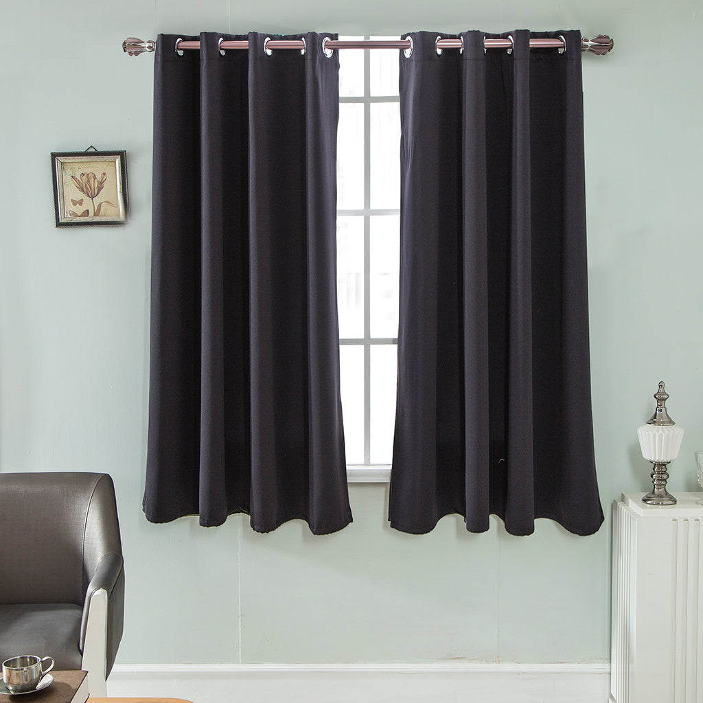 Solid Color Blackout Window Curtains Panels for Bedroom Black 52x63inch