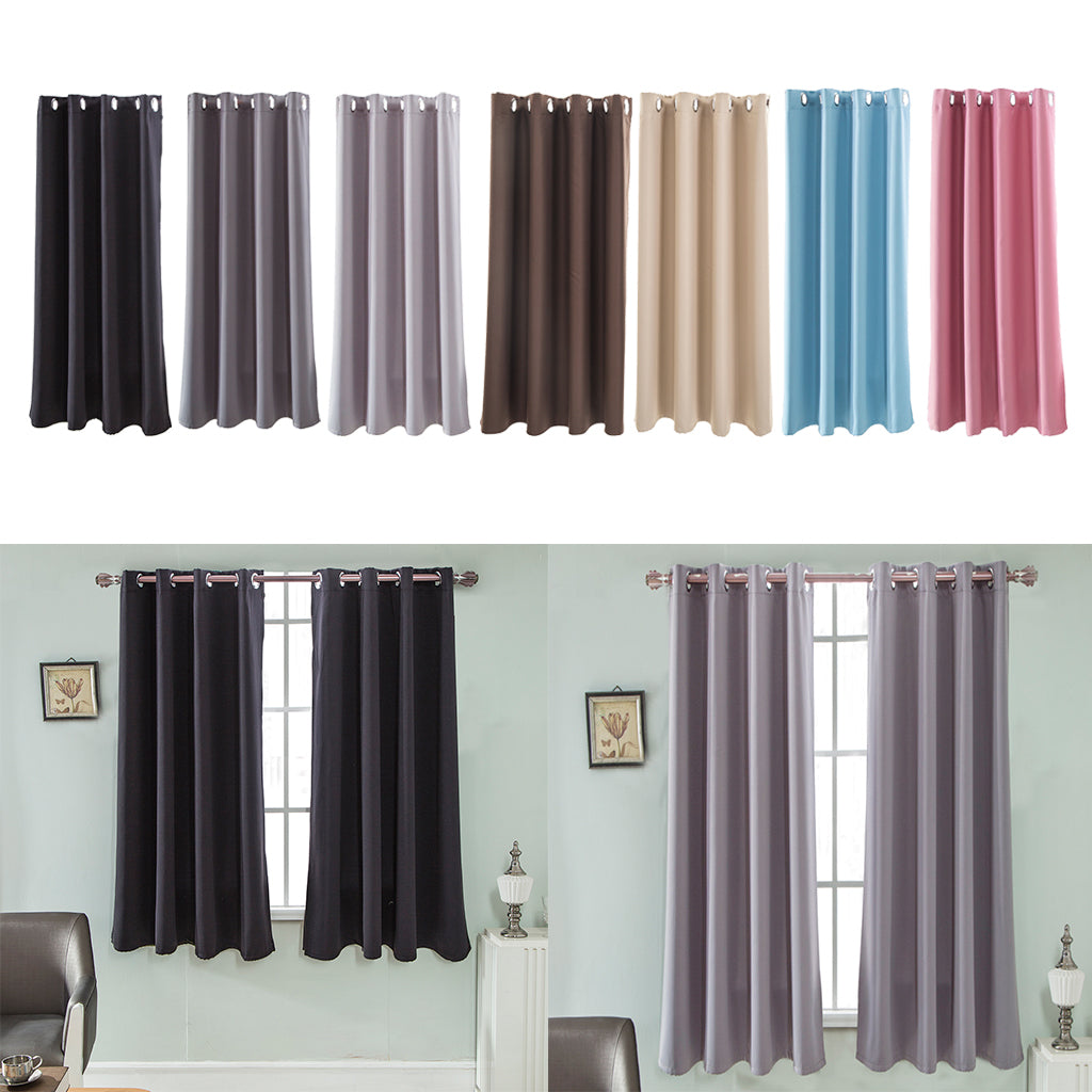 Solid Color Blackout Window Curtains Panels for Bedroom Black 52x63inch