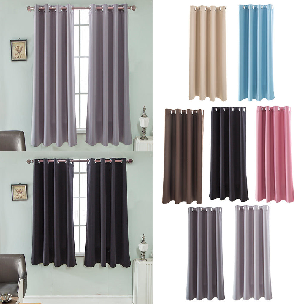 Solid Color Blackout Window Curtains Panels for Bedroom Black 52x63inch