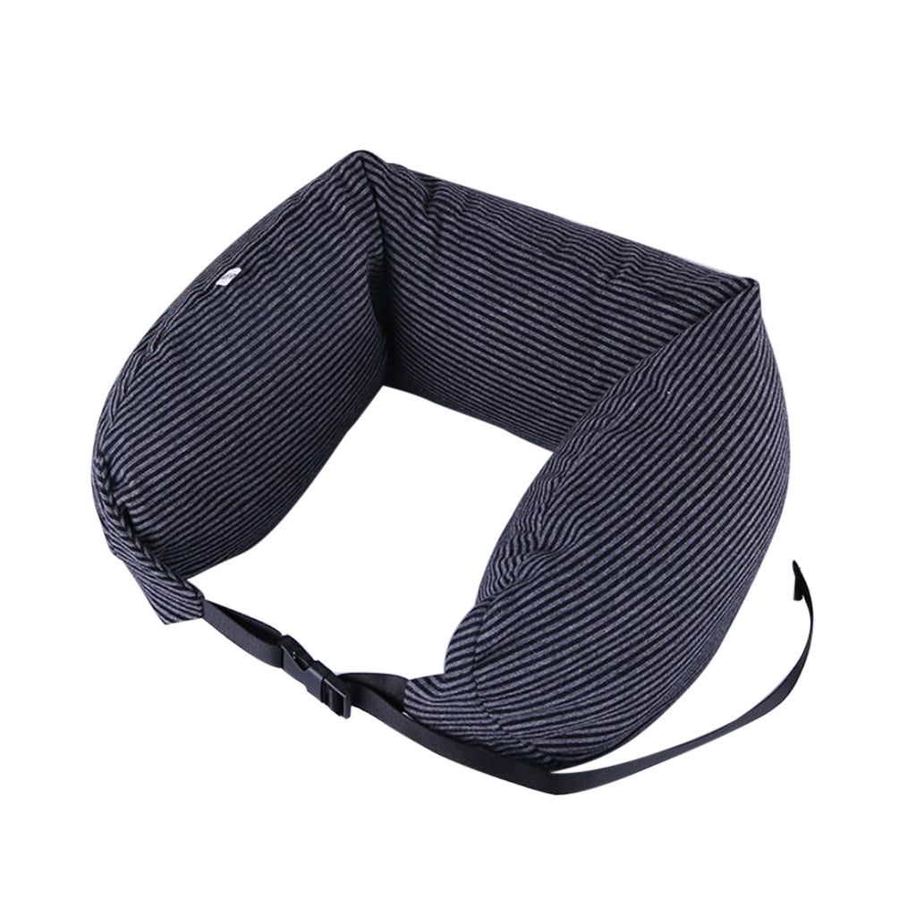 Cotton U Shape Travel Neck Pillows Sleeping Cushion Black Stripe