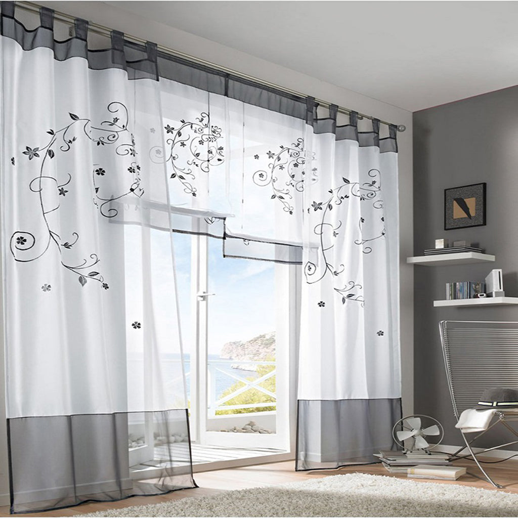 Liftable Roman Curtain Sheer Voile Window Valance Drape #1 Grey, 60x120cm